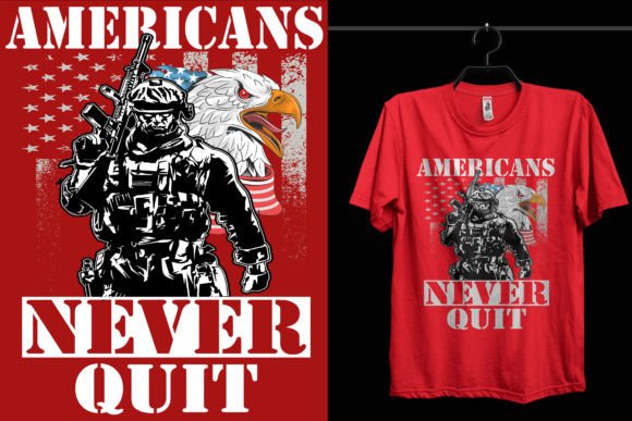 Americans Never Veteran T-Shirt Design