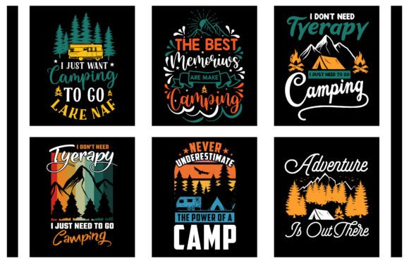 Camping T Shirt Design Bundle for Print on Demand Businesses