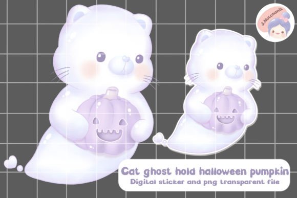 Cat Ghost Hold Halloween Pumpkin Clipart: A Versatile Design for Creative Projects