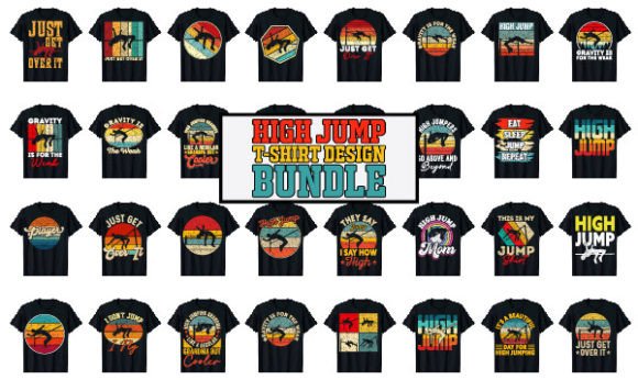 Funny High Jumping T-Shirt Design Bundle – A Must-Have for Merchandise Creators